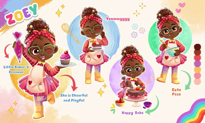 draw kids character design for children book illustration