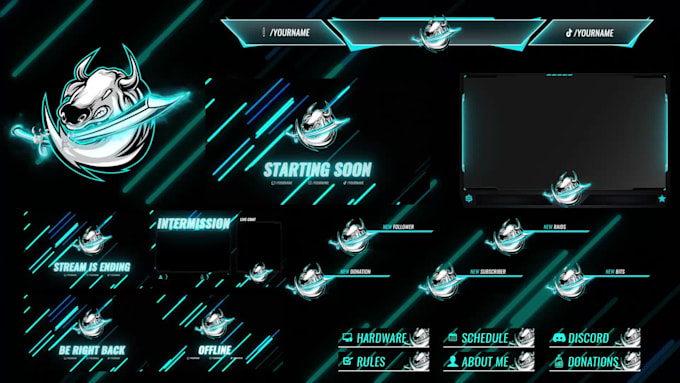 create twitch overlays, facecam, animated for your stream