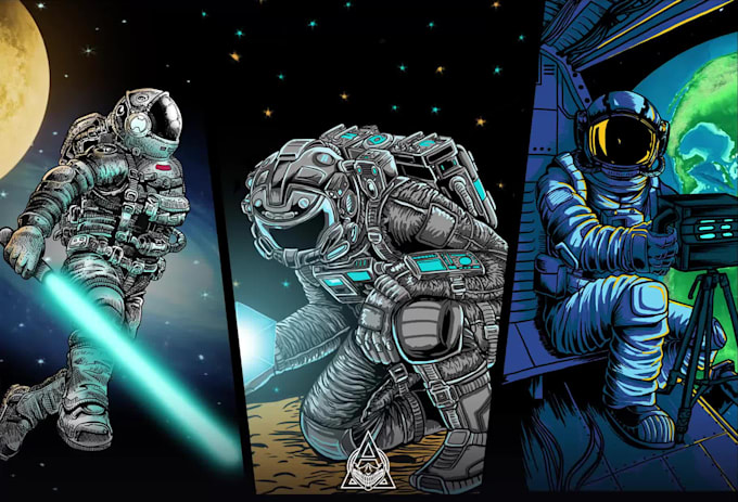 create high quality outer space astronaut illustration