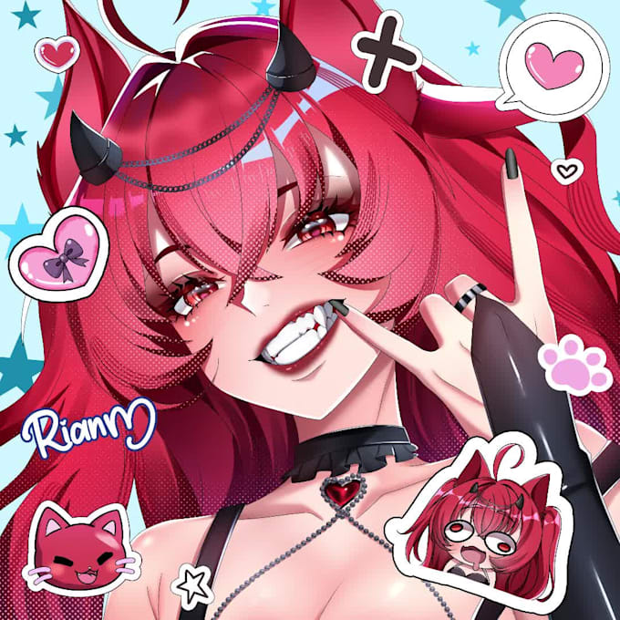 draw custom anime pfp profile picture and character art illustration