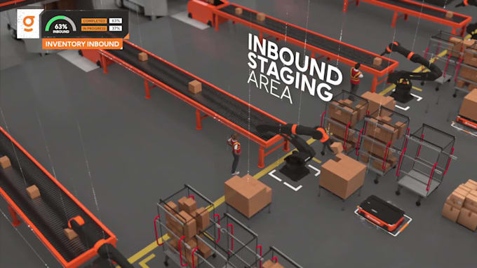 do 3d warehouse automation robotics sorting conveyor system factory animation