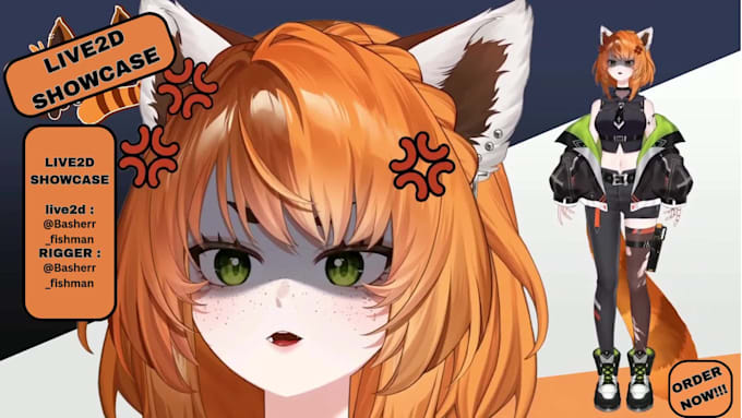 draw and rig 2d vtuber model,live 2d rigging, live2d character, anime vtube