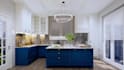 design modern kitchen interior with realistic 3d rendering