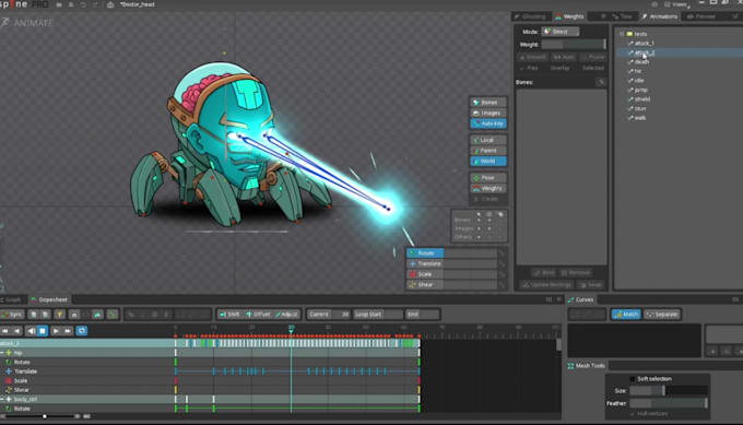make 2d animation for your 2d game character with spine