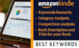 do amazon KDP keywords, category, and niche research for you