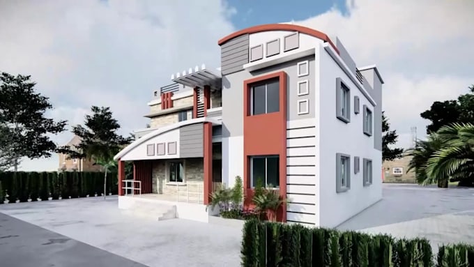 do simple 2d to 3d exterior rendering and axonometric views