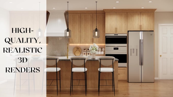 design kitchen interior in 3d and render