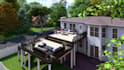 do 3d front backyard, outdoor deck, carport, garage, porch, landscape, courtyard