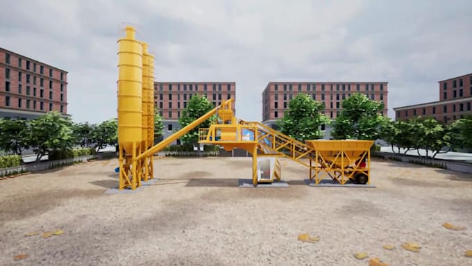 create 3d industrial animation concrete batching plant process machinery video