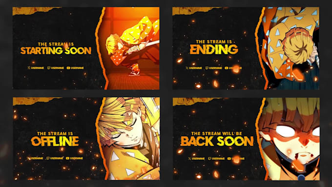 create animated anime stream overlay for twitch kick