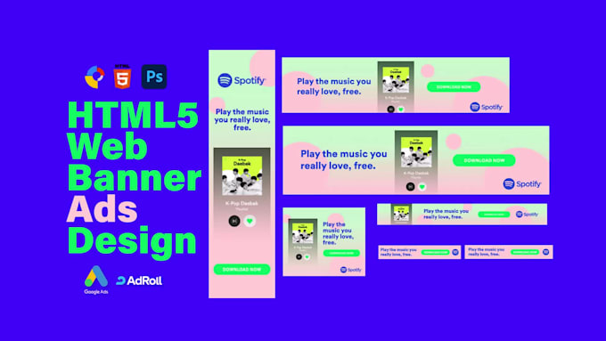 design HTML5 web banner ad for google adwords, adroll