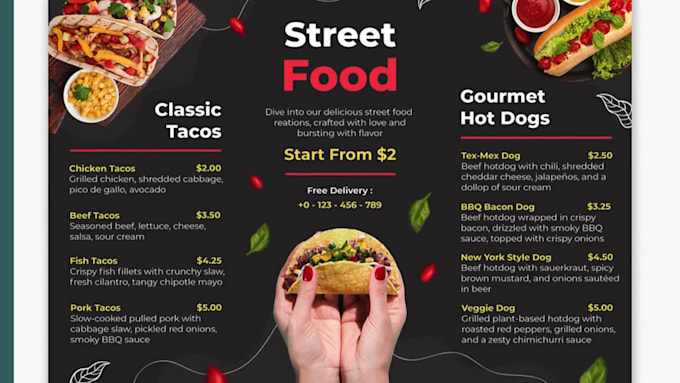 design a price list, food menu, GIF logo, or kindle cover