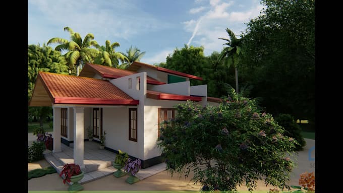 do architectural 3d exterior house design and rendering