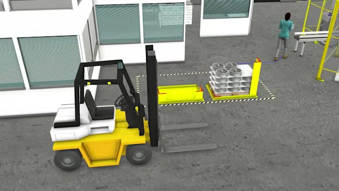 create 3d digital twin factory workflow industrial animation process video