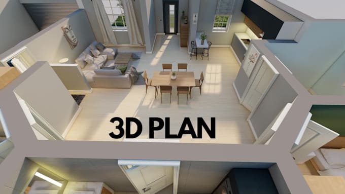 Make house, office 3d floor plan in sketchup and realistic render by ...