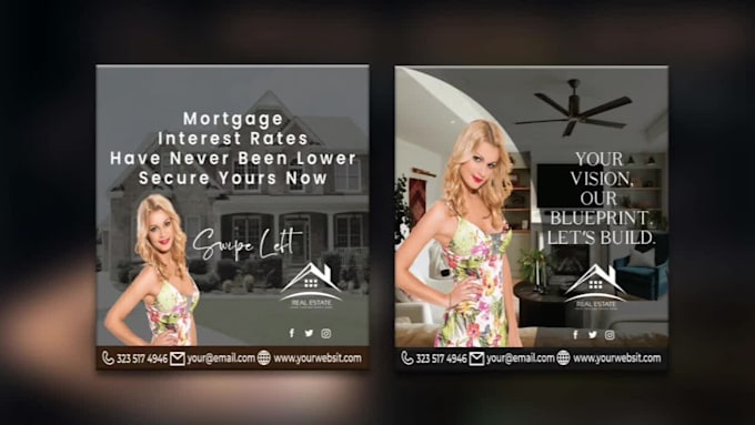 design real estate fb ig ads, ecommerce social media posts
