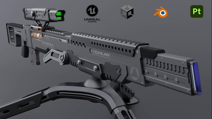 model realistic 3d gun and weapon assets, models for games
