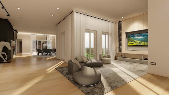 create 3d rendering interior design and 3d floor plan