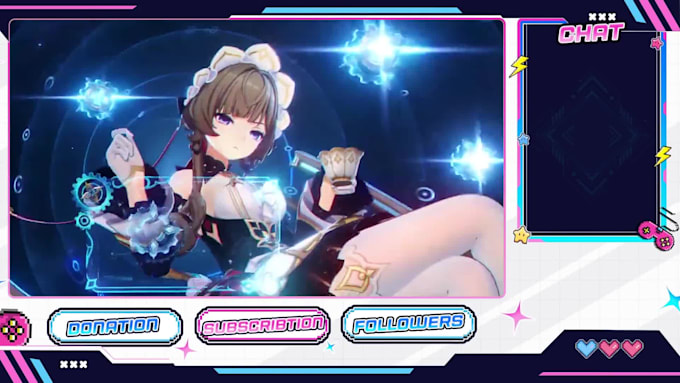 design vtuber overlay screen and twitch panels