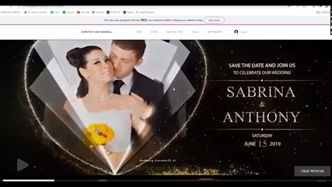 create a wedding website with invitation video