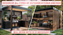 design and render a stunning 3d outdoor kitchen and bar with realism