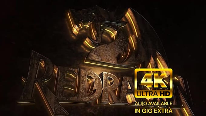 create grunge gold metallic neon glow powerful 3d logo intro animation