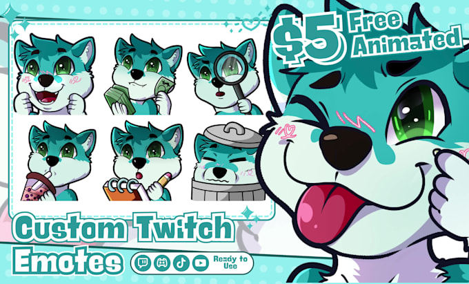 draw twitch emotes, animated emotes, badges for twitch, vtuber and stream