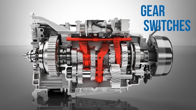 create 3d gearbox animation mechanical assembly engineering product animation