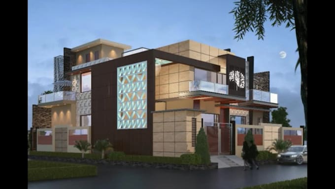 make photo realistic 3d villa render