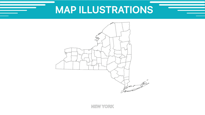 printable vector map outline illustrations in line art style