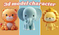 make cute 3d character modeling animal, furry, mascot, chibi, render in blender
