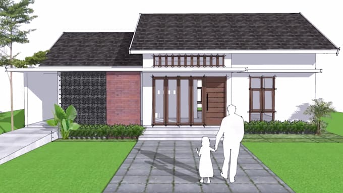 create a small 3d house model in sketchup