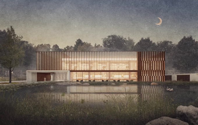 create atmospheric architectural visualization and post digital collage