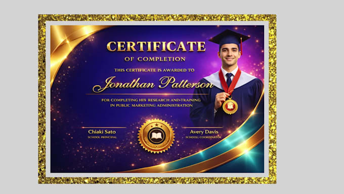 create professional certificate design with photo