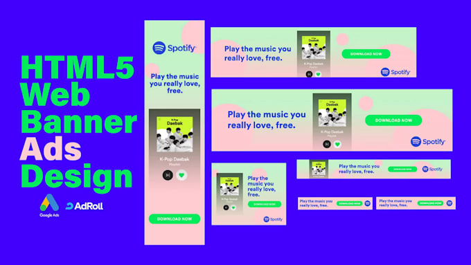 design HTML5 web banner ad for google adwords, adroll
