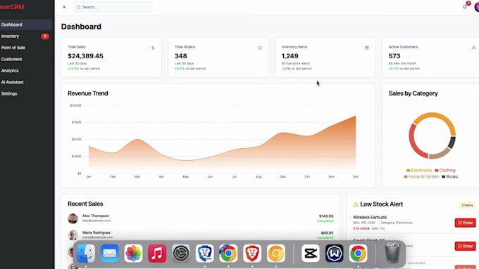 build automation system for web app, inventory system, payroll, crm pos, on n8n