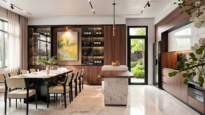 design your kitchen interior, interior plan with 3d photorealistic rendering