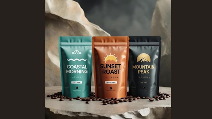premium coffee bag packaging and coffee product labels