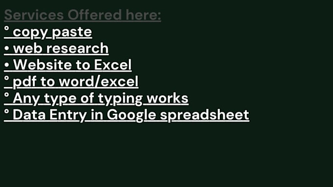 data entry, typing, copy paste and web research