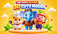 create 3d cute animal model, character, mascot in cartoon