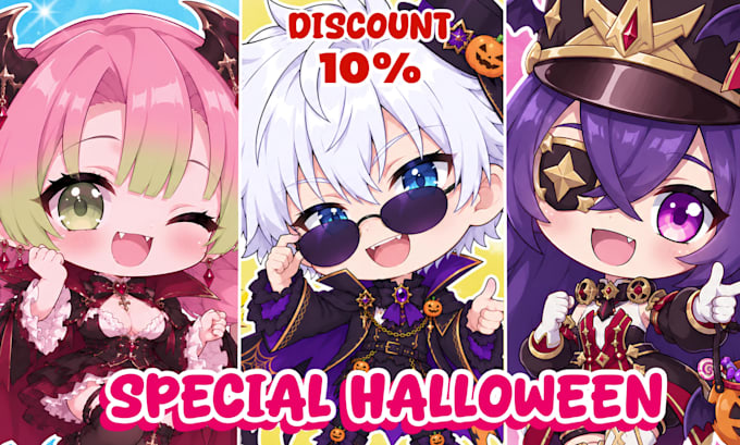 draw custom anime chibi character art for pfp, sticker, fanart, vtuber