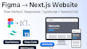 convert figma to next js responsive website using typescript and tailwind