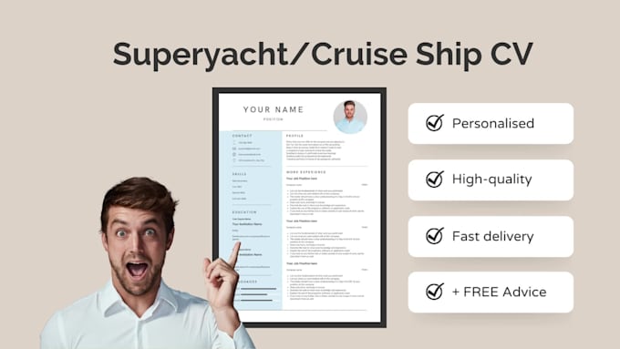 design your superyacht, cruise ship or chef, CV or resume