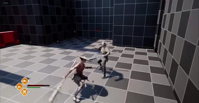 3d animate game character for combat fight, unreal engine 5 animation walkcycle