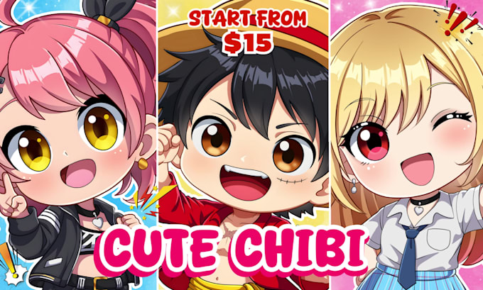 draw custom anime chibi character art for pfp, sticker, fanart, vtuber
