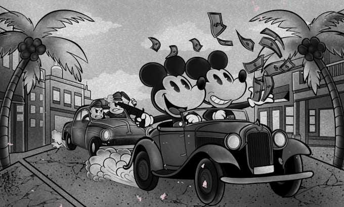 draw 1930 retro vintage cartoon mascot illustration, in rubber hose style design