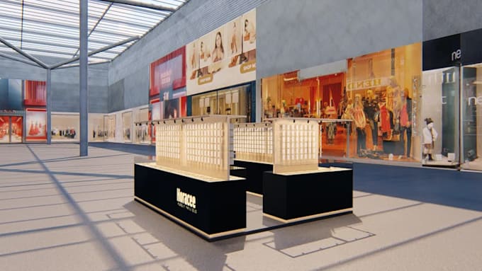 design custom retail kiosk, jewelry stall, or shop counter