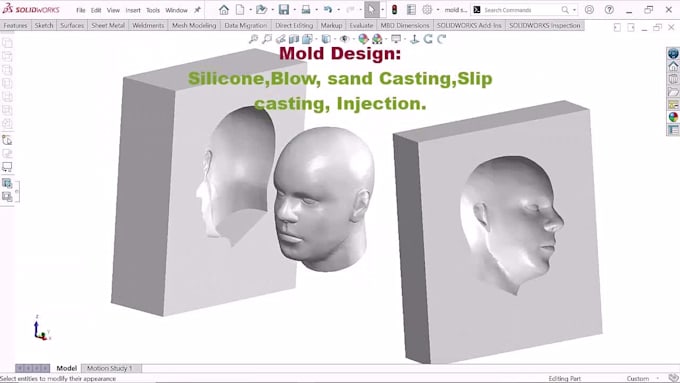 do silicone mold design, sand, slip casting for 3d printing