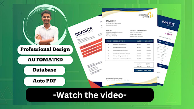 make automated invoice maker on excel and google sheets