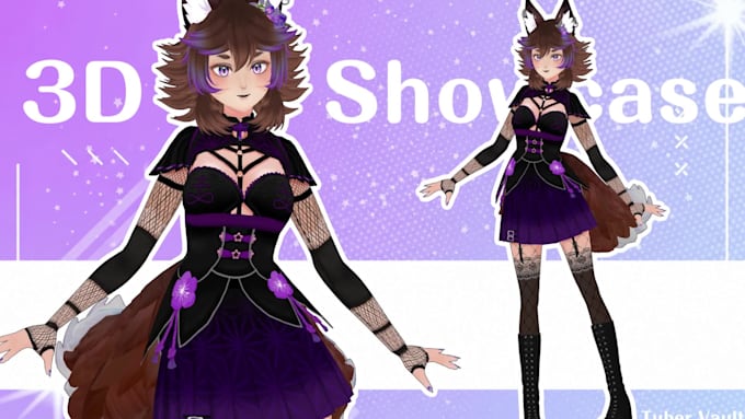 create 3d character for 3d vtuber, vrchat, rigging, 3d model, anime commission